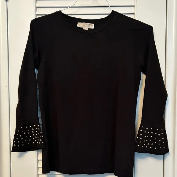 MICHAEL Michael Kors Top Women's Flare Cuff Long Sleeve Studded Top Size P/M - Picture 5 of 7